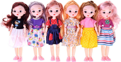 Kukull Pretty Doll ZA4655, 24 cm, me duar e këmbë që lëvizin, me flokë të gjatë