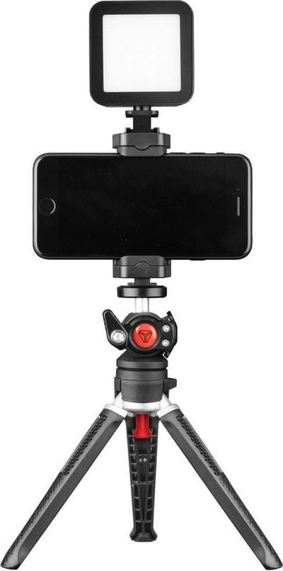 Selfie stick me tripod Yenkee YSM 720 VLOGKIT, me dritë LED, për smartphone, i zi