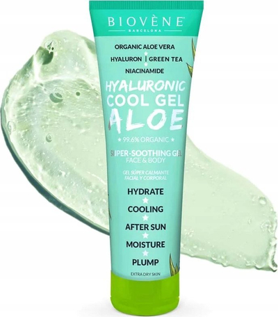 Xhel për fytyrë dhe trup Biovène Hyaluronic Cool Gel Aloe, 99.6% bio, 200 ml, jeshil
