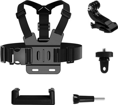 Set aksesorësh për kamera sportive GoPro DJI Insta360, 5 në 1, për montim në gjoks, i zi