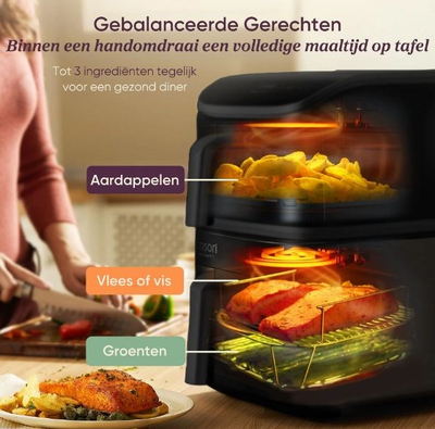 Fritezë ajrore Cosori Turbo Tower, 10.8L, 7 programe gatimi, e zezë