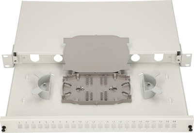 Panel optik Extralink 24 Core V2, për raft 19", 1U, i bardhë