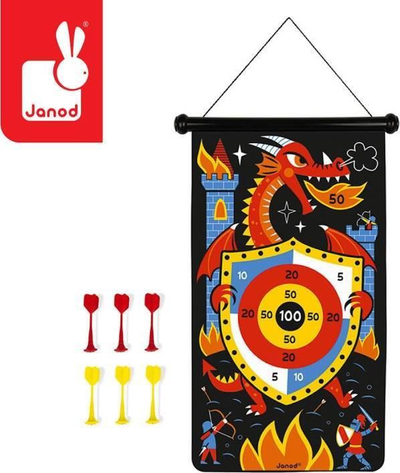 Loja me dart magnetik Janod Dragons, shenjëster me dy anë, për kalamaj 4+