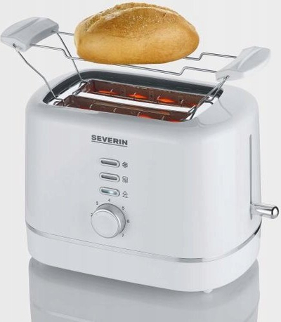 Toaster Severin AT 4324, funksion shkrirjeje, 2 feta, i bardhë