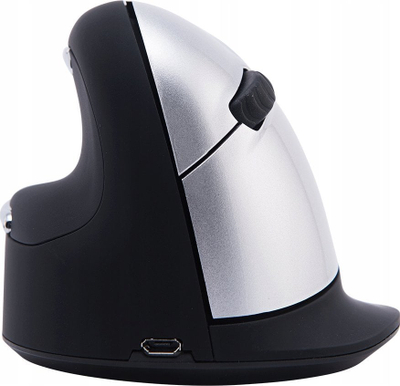 Mouse ergonomik R-Go Tools R-Go Mouse HE, për dorën e majtë, Bluetooth, madhësi e madhe, i zi argjendtë