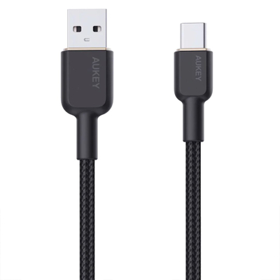 Kabllo Aukey, USB A / USB C, 1.8 m, e zezë