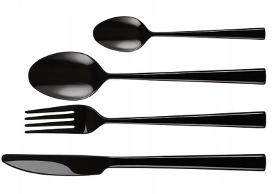 Set lugë dhe pirunë Kulig Piano Shiny Black, 24 copë, çelik inox, të zeza me shkëlqim