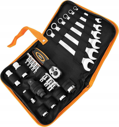 Set veglash Neo Tools për motor, 24 pjesë, me çantë