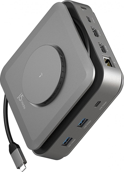 Dock USB C J5create JCD3199, Dual HDMI 4K, karikim wireless 15W, gri hapësinor