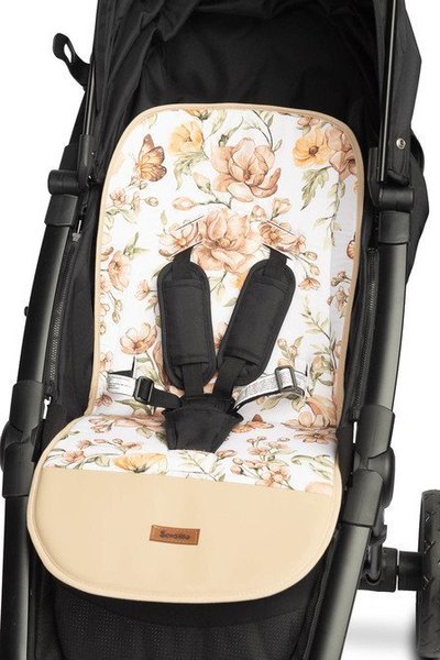 Jastëk për karrocë Sensillo Velvet Pushchair Liner Square, 80x40cm, dyanshëm pambuk edhe velvet, bezhë