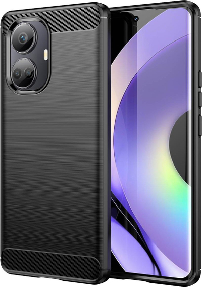 Këllëf karboni për Realme 10 Pro Plus, TPU, antirrëshqitës, i zi