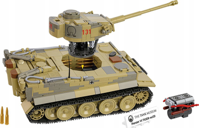 Set ndërtimi COBI PzKpfw VI Tiger 131 2588, shkallë 1:28, mbi 1000 copa, shumëngjyrësh