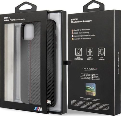 Mbrojtëse telefoni BMW M Sport Carbon Fiber, për iPhone 11 Pro Max, karbon, e zezë