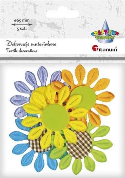 Lule dekorative Titanum Fabric Flowers 3D, set 5 copë, 65 mm, shumengjyrëshe