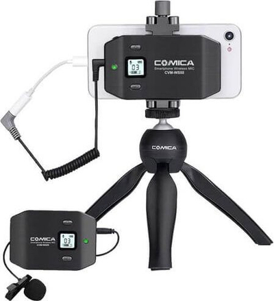 Mikrofon wireless Comica CVM-WS50C, lavalier, për telefon, i zi