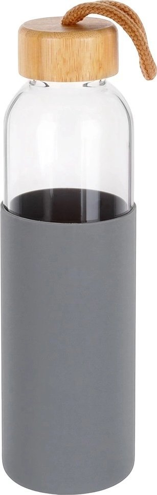 Шише за вода Vilde, боросиликатно стакло, 500 ml, силиконска обвивка, сиво