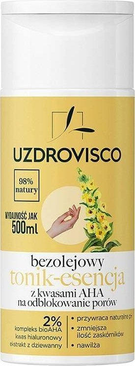 Tonik fytyre Uzdrovisco Oil-Free Tonic-Essence, me acide AHA, 150 ml