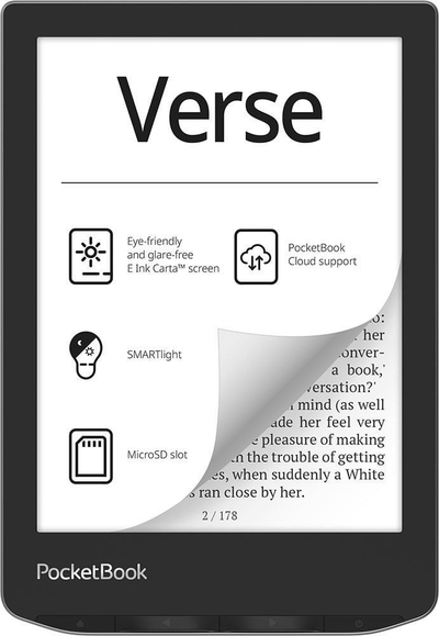 Електронски читач PocketBook Verse, 6\" E-Ink Carta екран, SMARTlight, сива