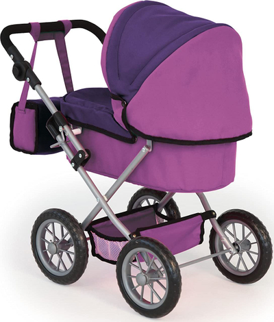 Кола за кукли Bayer Ulba Doll Pram, прилагодлива рачка, виолетова