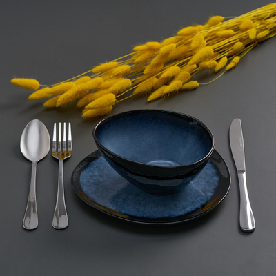 Set pjata ovale Heinner Serenity, 16 cm, qeramike, blu e zezë