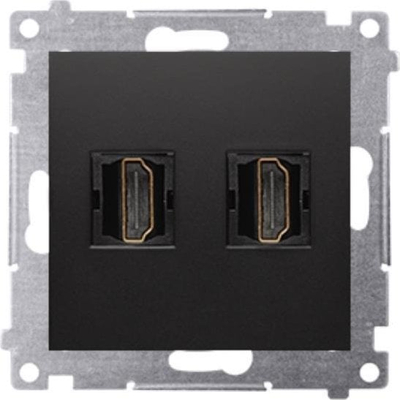 Prizë muri HDMI Kontakt-Simon Simon 54 DGHDMI2.01/49, dy porta HDMI, plastike, e zezë mat