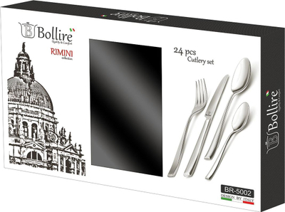 Set takëmesh Bollire Rimini BR-5002, 24 copë, çelik inox, ngjyrë argjendi