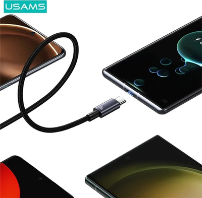Kabllo USB në USB-C Usams SJ680USB01, 3A, 0.25m, e zezë metalike
