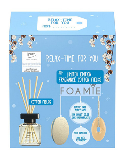 Set p?r banjo Foamie Relax Time - sapun dushi 1 cop? + çant? udh?timi p?r shampo dhe balsam t? ngurt? + aromatizues me shkopinj 50 ml