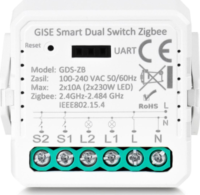 Modul rele i zgjuar GISE GDS-ZB-NN, Zigbee, Dual, pa tel neutral
