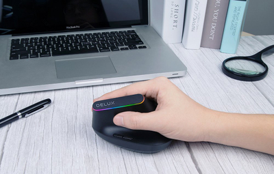 Maus vertikal Delux M618C, wireless 2.4G, 1600DPI, RGB, i zi