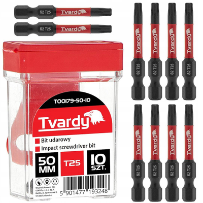 Set biti goditës Torx Tvardy T25, 50mm, S2, 10 copë