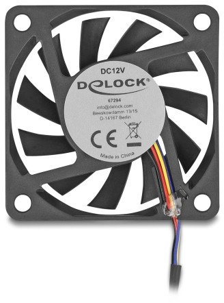 Ventilator aksial për PC Delock, 60 x 60 x 10 mm, 12 V DC, i zi