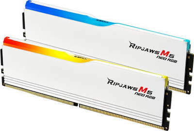 RAM desktop G.Skill Ripjaws M5 Neo RGB, 64GB DDR5 6000MHz, kit 2x32GB, e bardhë