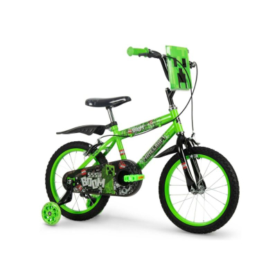 Детски велосипед Huffy Minecraft, 16", помошни тркала, зелен