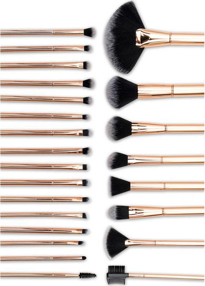 Set furçash grimi Rio Beauty Lush, 24 copë, doreza rose gold, etui e zezë