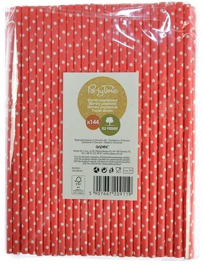 Kashte letre Arpex, 20 cm, 144 copë, të kuqe me pika të bardha
