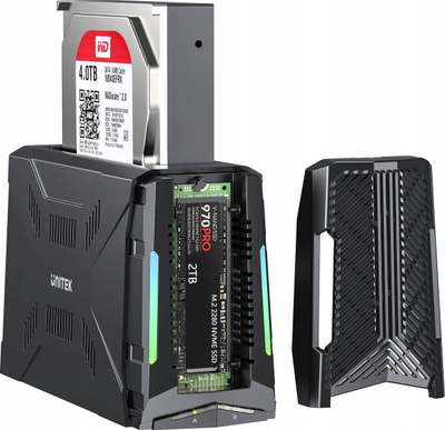 Докинг станица Unitek, 1x M.2 NVMe, 1x SATA диск, USB C 10 Gbps