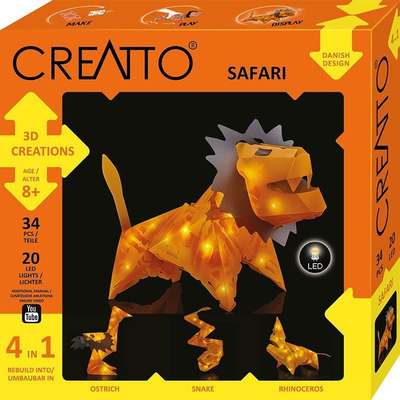 Set kreativ Thames and Kosmos Creatto Luminous Lion and Serengeti Sidekicks, 34 copa, 20 drita LED, shumëngjyrësh