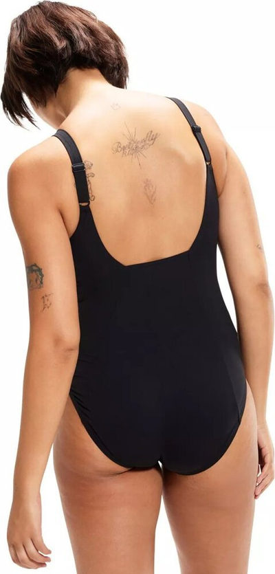 Kostum banje Speedo Recycled Shaping, njëpjesësh, që bën trupin më të hijshëm, i zi
