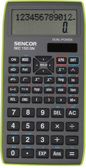 Kalkulator shkencor Sencor SEC 150 GN, ekran me dy rreshta, 12 shifra, jeshil