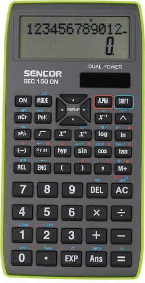 Kalkulator shkencor Sencor SEC 150 GN, ekran me dy rreshta, 12 shifra, jeshil