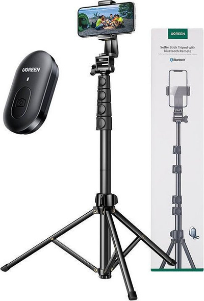 Selfie stick tripod UGREEN LP680, 1.7 m, me telekomandë Bluetooth, i zi