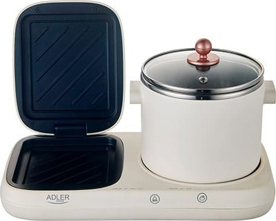 Grill raclette Adler AD 6421, 2 në 1, tenxhere gatimi, i zi