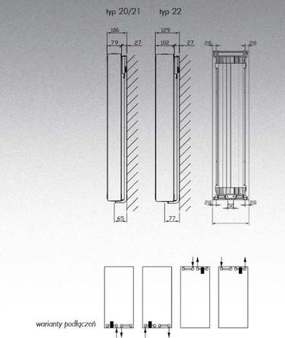 Radiator vertikal Stelrad Style VX11 1600x400, dekorativ, i bardhë