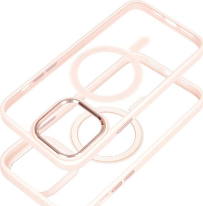 Kapak telefoni Color Edge Mag Cover për iPhone 15 Plus, i pajtueshëm me MagSafe, i tejdukshëm, rozë