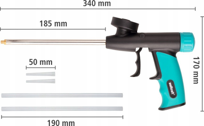 Pistolete për shkumë poliuretani Wolfcraft 4342000, për kartusha standarde PU, dorezë ergonomike, gri