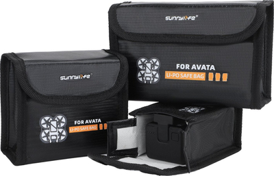 Торбичка за батерии Sunnylife AT-DC478-2, за 2 батерии DJI Avata, отпорна на оган, црна