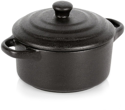 Enë porcelani për furrë Vilde, me kapak, 450 ml, e zezë