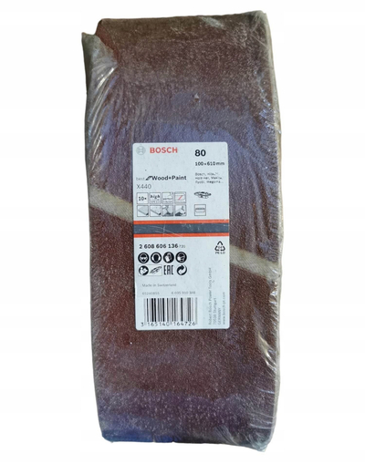 Breza gërryes Bosch X440, 100 x 610 mm, granulim 80, paketë 10 copë