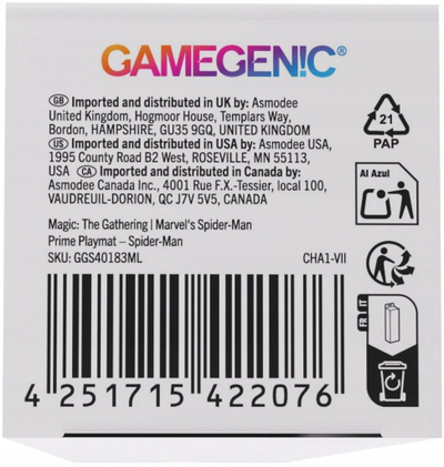 Tapet lojërash Gamegenic Prime Playmat Spider Man, Magic The Gathering, Marvel, shumëngjyrësh